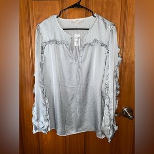 LOFT Silver Long Sleeve Blouse